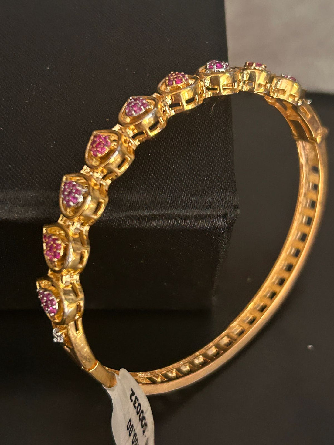 Ruby Pink Stone Openable Bracelet