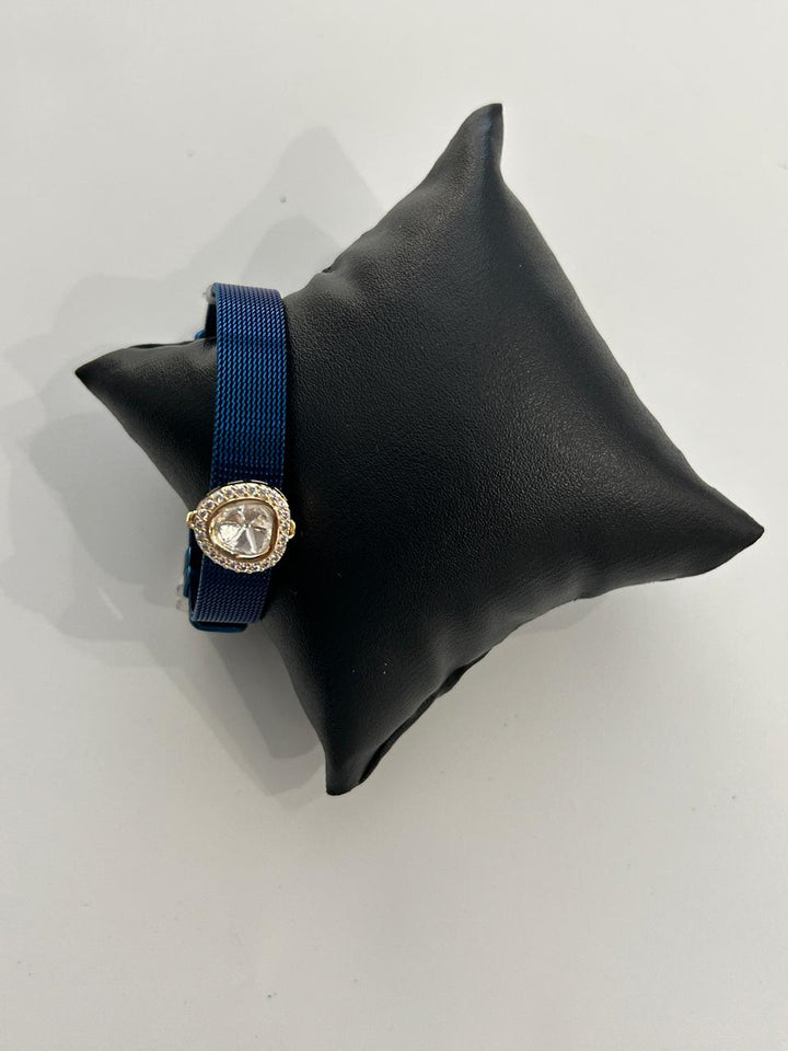 Teardrop CZ Bracelet with Blue Strap Elegant Everyday Style