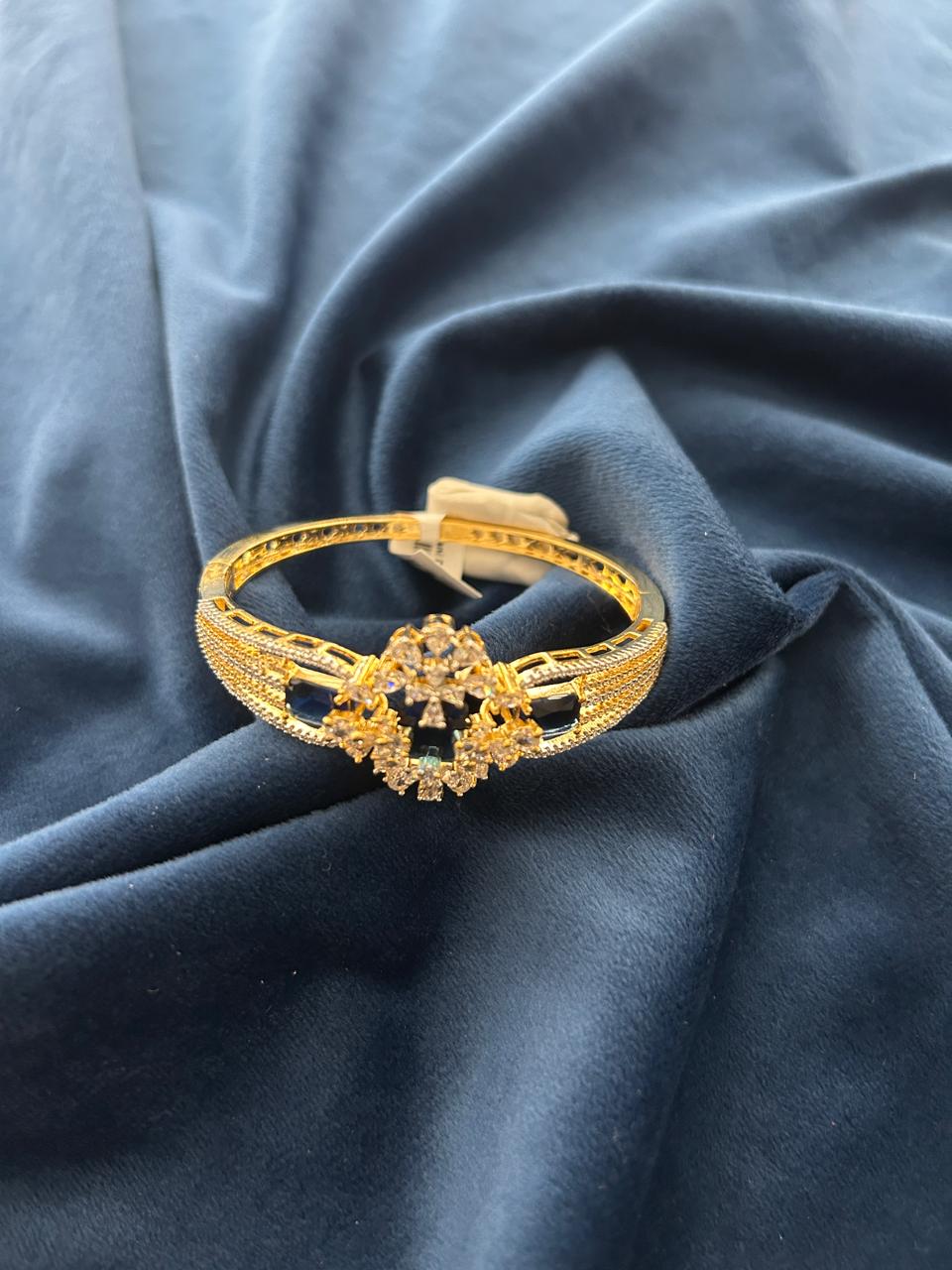 Premium Green Stone CZ Openable Bracelet Gold Finish | Sizes 2.4 | 2.6 | 2.8