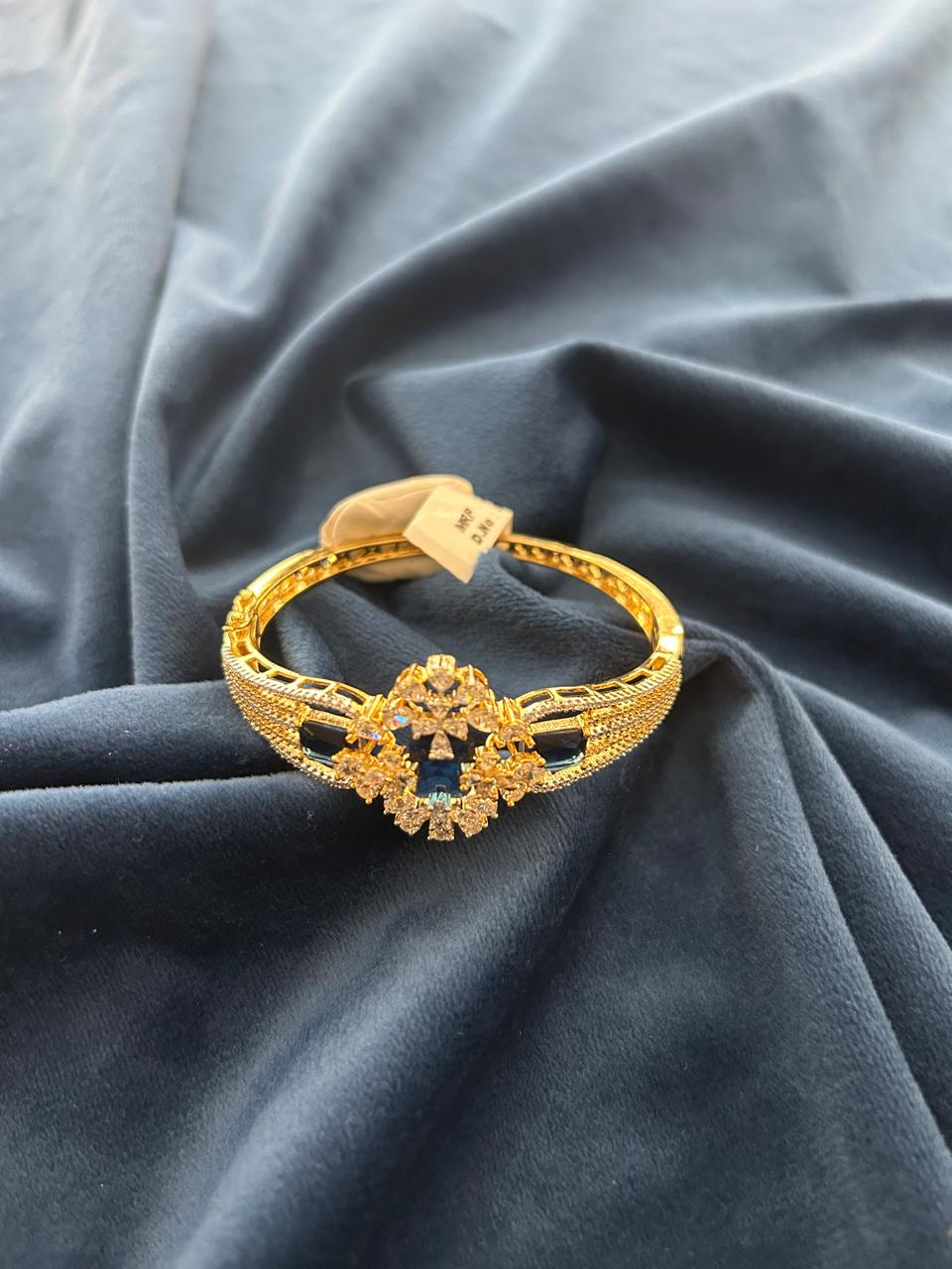 Premium Green Stone CZ Openable Bracelet Gold Finish | Sizes 2.4 | 2.6 | 2.8