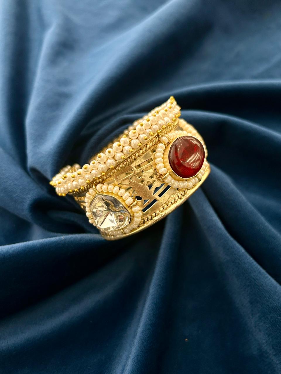 Royal Ruby Kundan Antique Gold Bracelet Bridal & Festive Wear