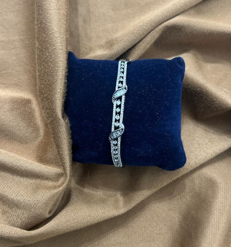 Premium Dual-Line CZ Diamond Open Bracelet Stylish Daily Wear