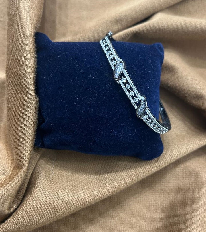 Premium Dual-Line CZ Diamond Open Bracelet Stylish Daily Wear