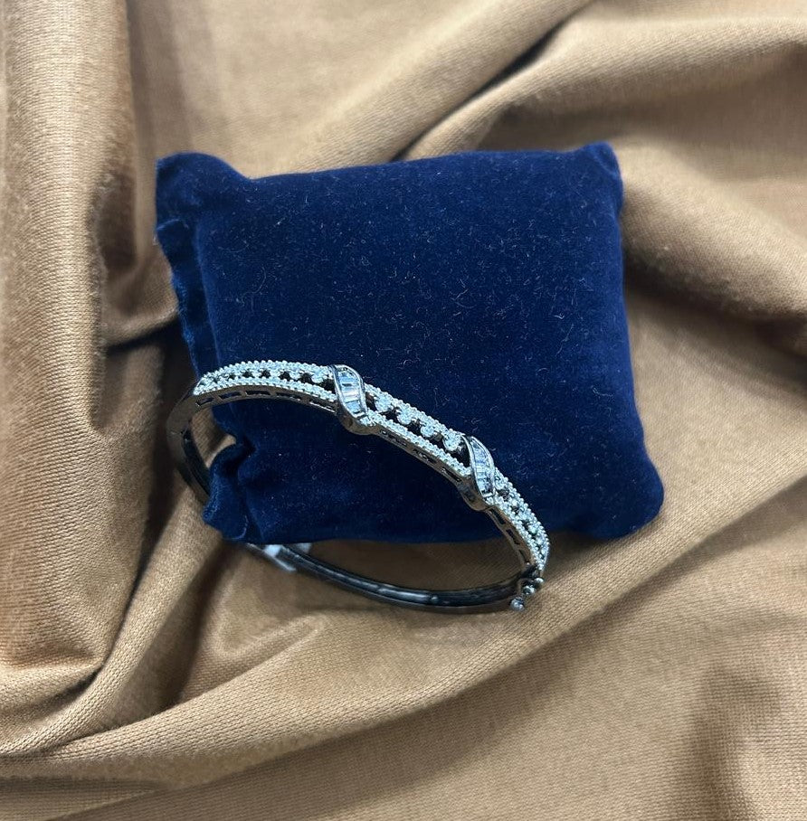 Premium Dual-Line CZ Diamond Open Bracelet Stylish Daily Wear