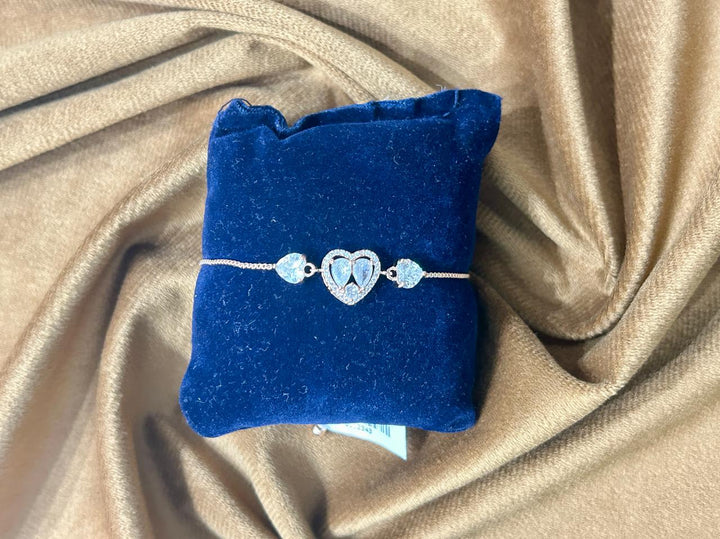Rose Gold Heart CZ Adjustable Bracelet Premium Love Charm Design