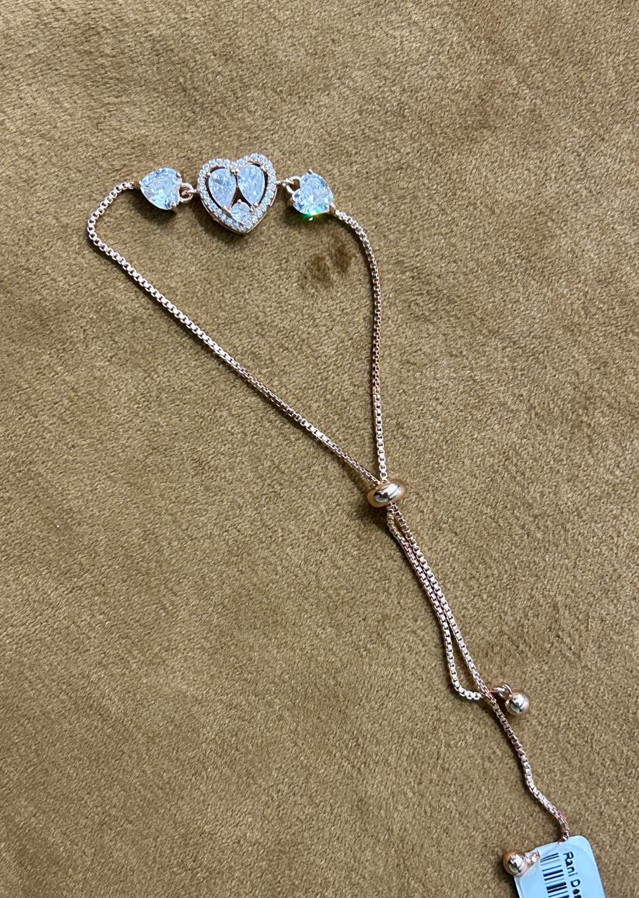Rose Gold Heart CZ Adjustable Bracelet Premium Love Charm Design