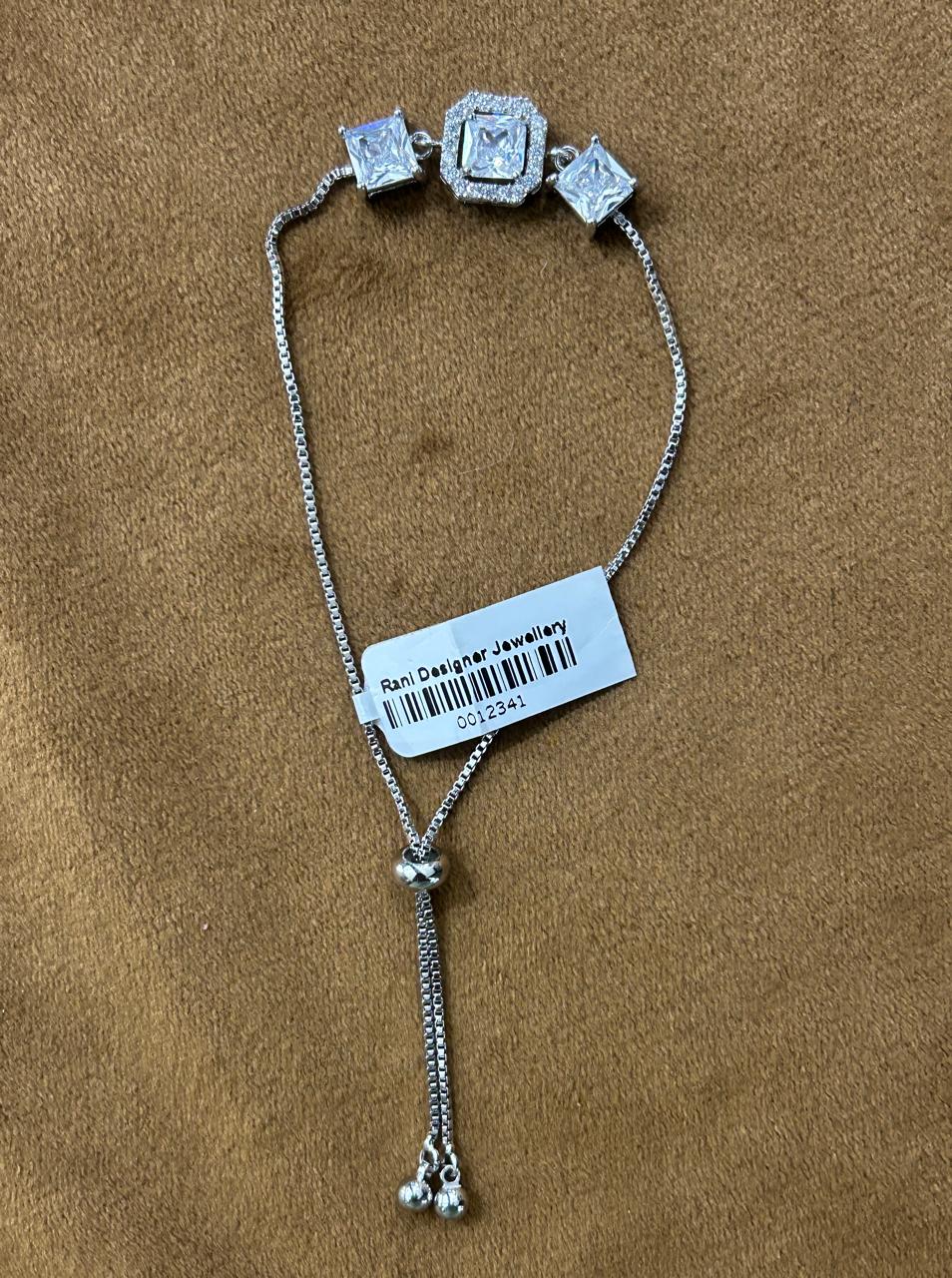 Triple Square-Cut CZ Adjustable Bracelet – Premium Diamond Look