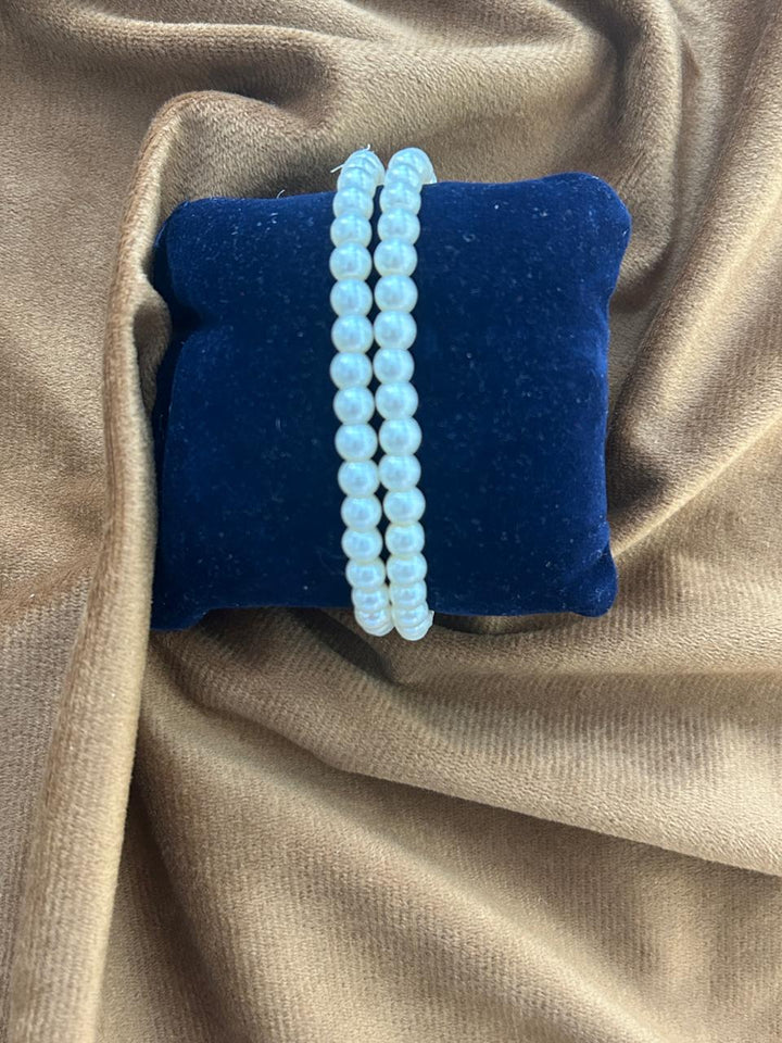 Double Layer Classic Pearl Bracelet Elegant White Pearls with Gold Clasp