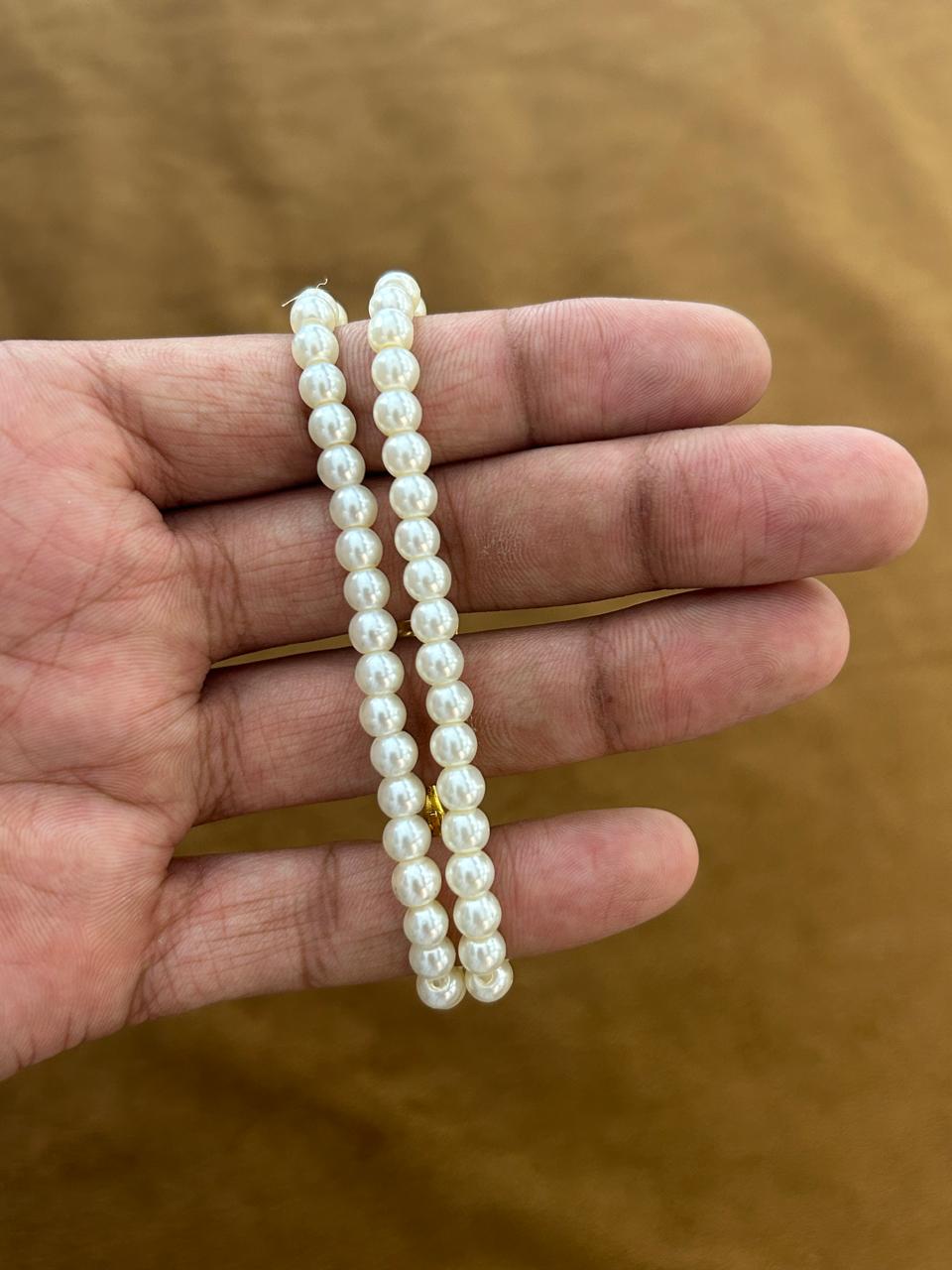 Double Layer Classic Pearl Bracelet Elegant White Pearls with Gold Clasp