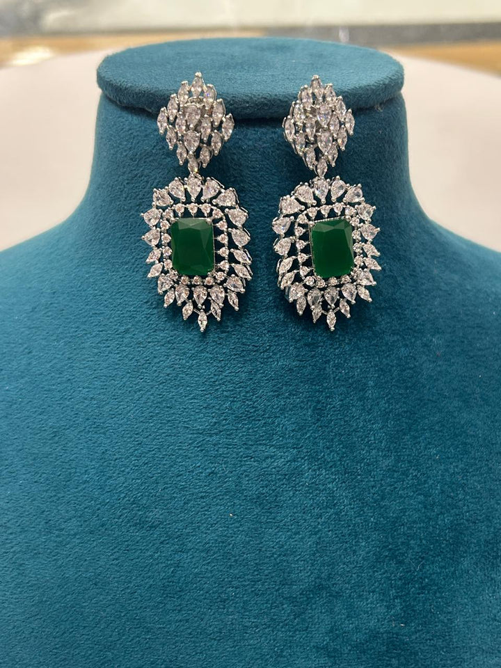 Emerald CZ Diamond Premium Bridal Necklace Set