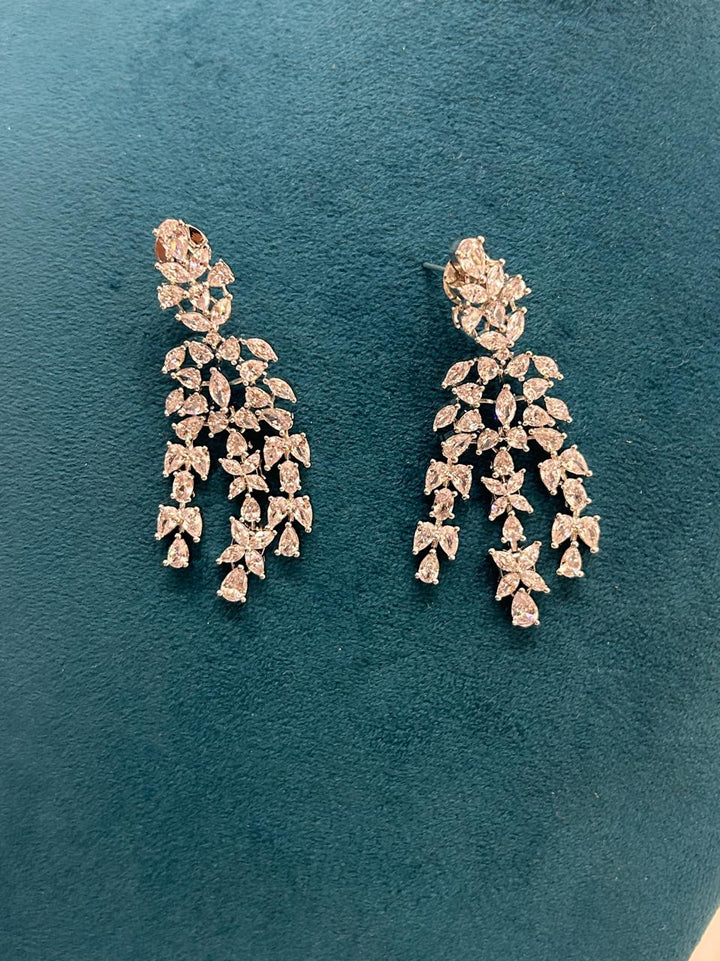 Triple Layer CZ Diamond Bridal Necklace Set