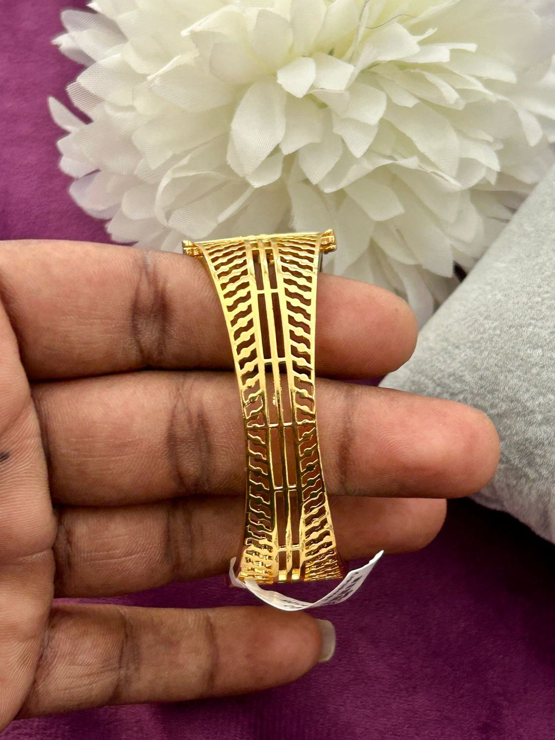 Premium Two-Tone American Diamond Designer Openable Bracelet Gold & Silver Finish