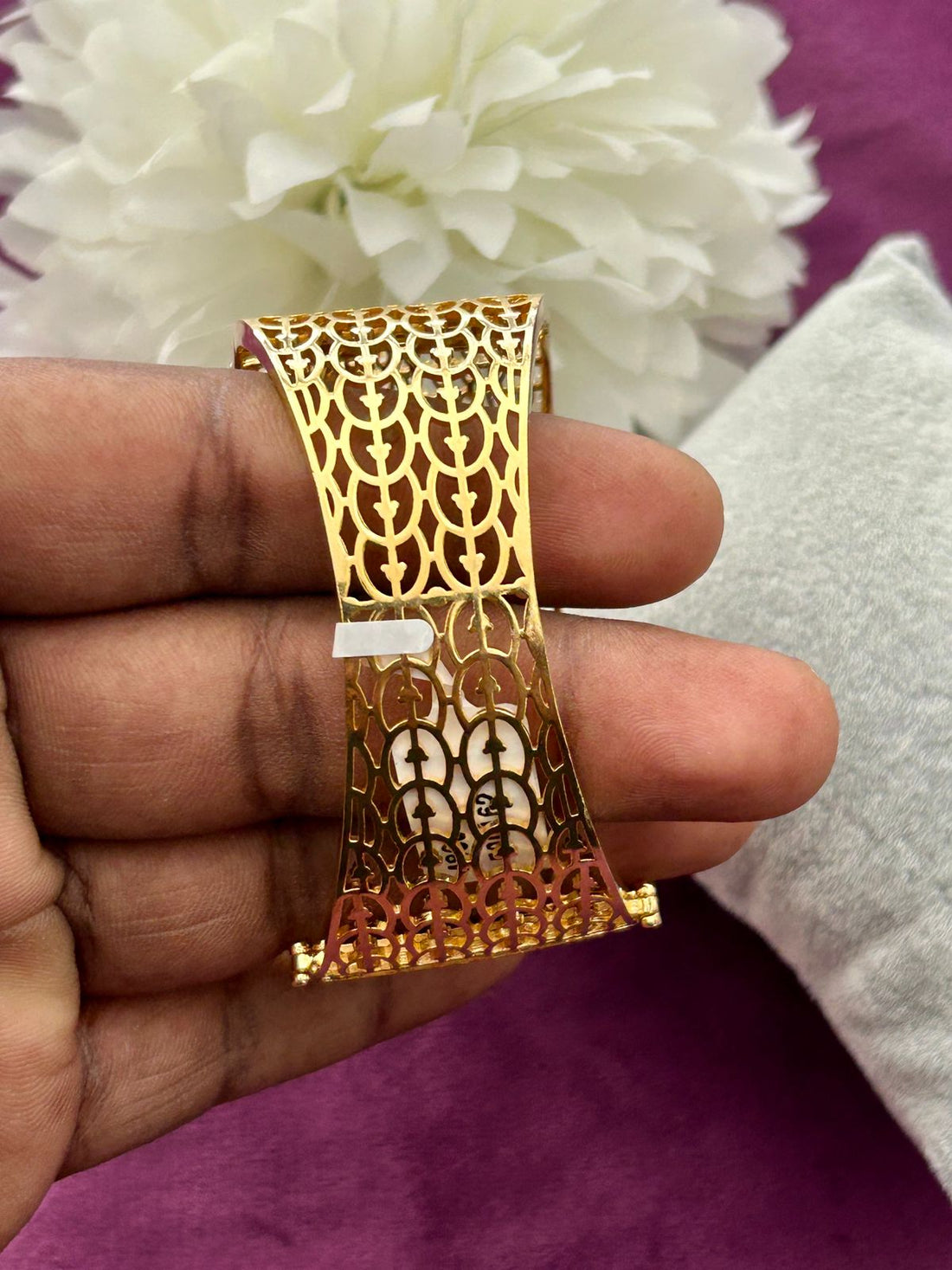 Premium Ruby Stone Filigree American Diamond Openable Bracelet Gold & Silver Finish