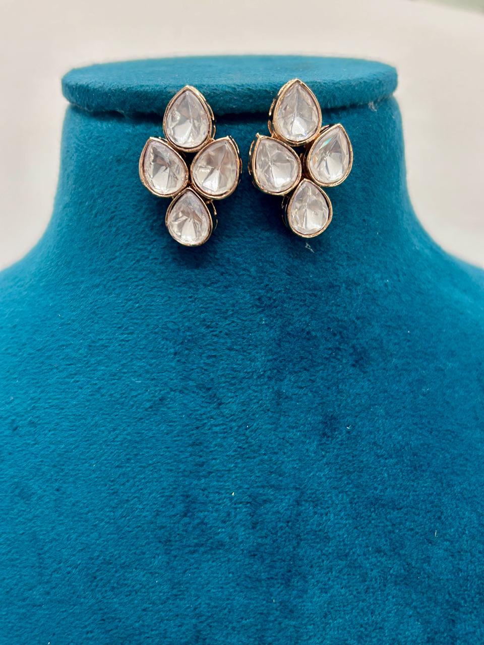 Teardrop Polki Kundan Necklace Set (With Earrings)