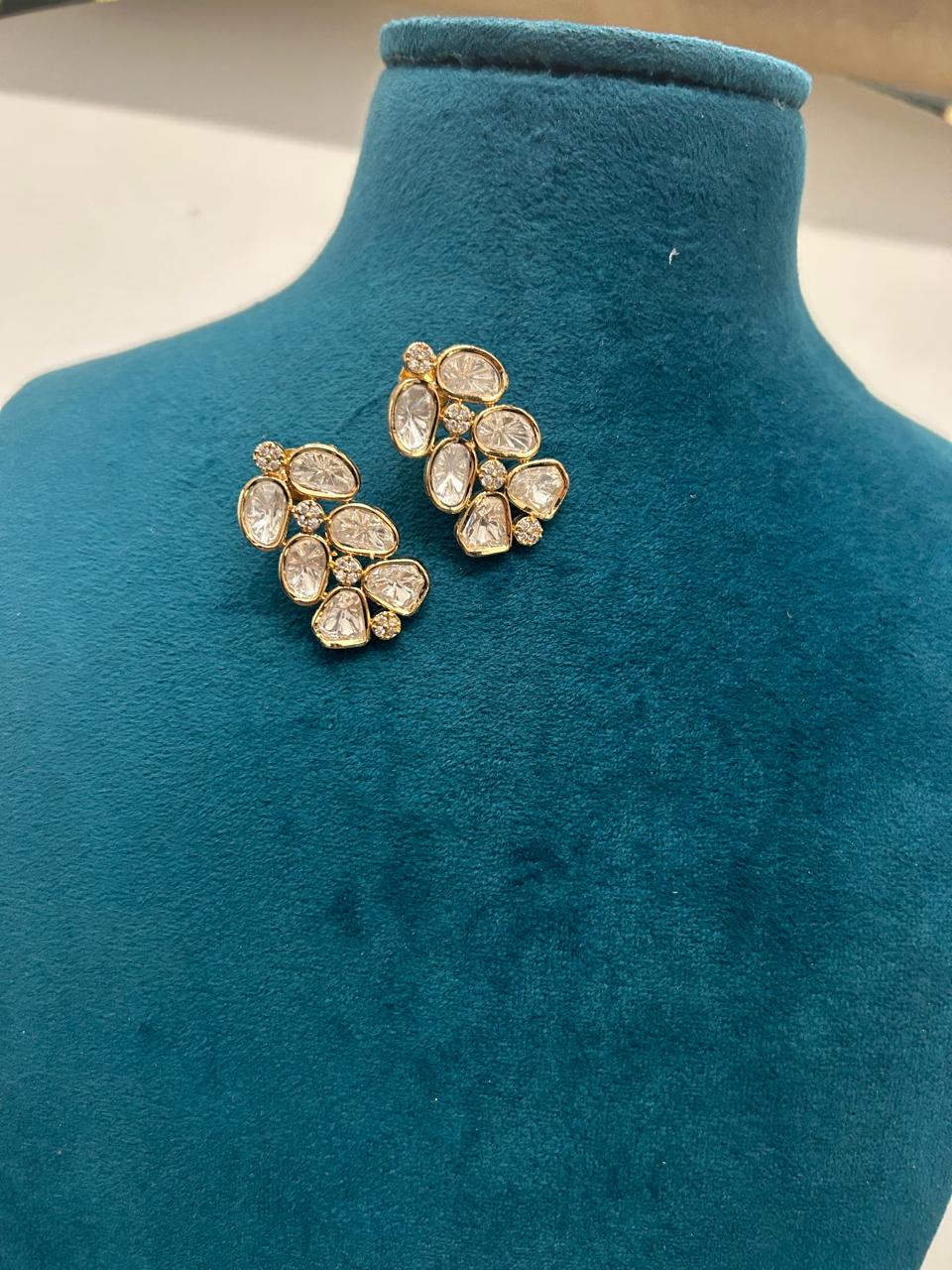 Elegant Lightweight Polki Kundan Necklace Set (With Earrings)