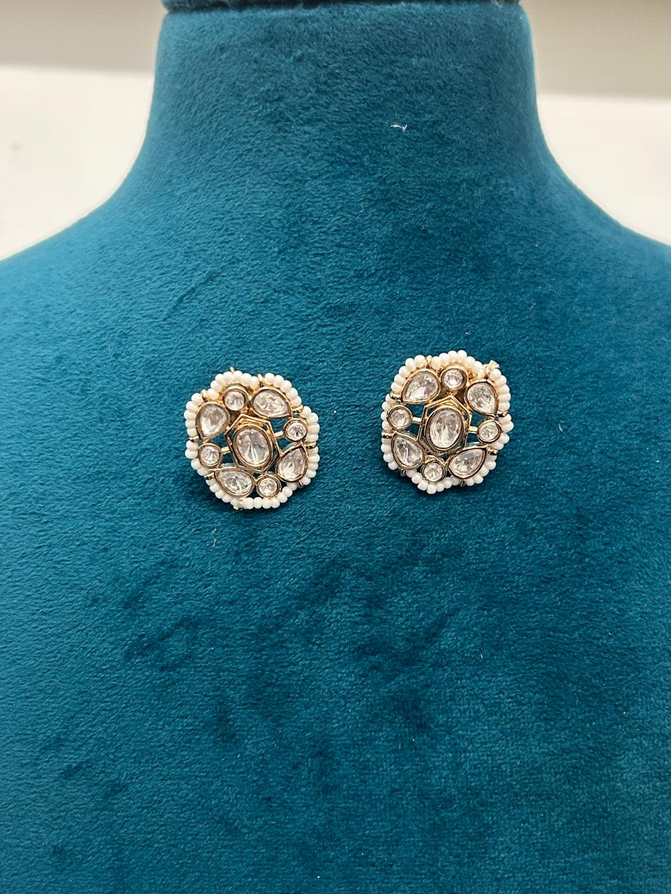 Premium Polki Kundan Choker Necklace Set (Earrings Included)