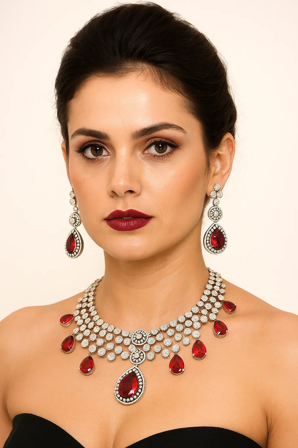 Ruby Elegance Diamond Necklace Set