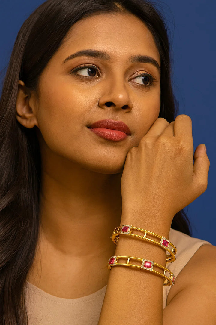 Golden Single Line CZ Diamond Necklace Set with Long Dangling Earrings