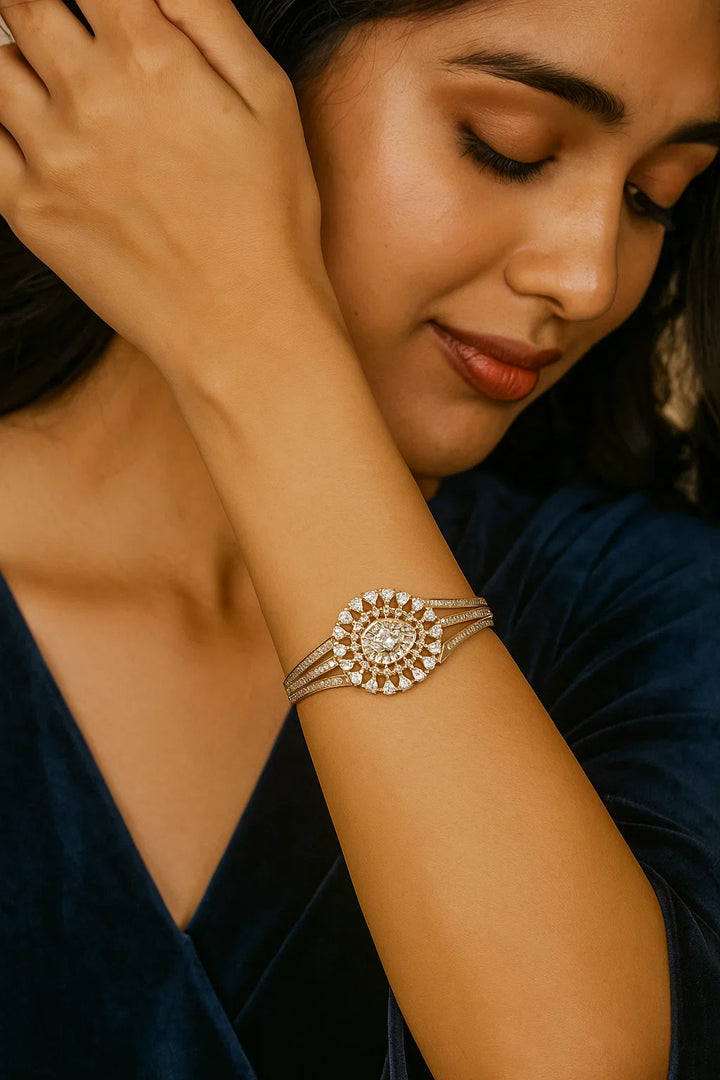 Premium CZ Diamond Openable Bracelet Bridal Sparkle Design | Sizes 2.4 | 2.6 | 2.8