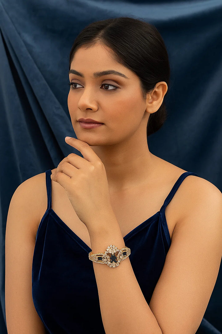 Premium Green Stone CZ Openable Bracelet Gold Finish | Sizes 2.4 | 2.6 | 2.8