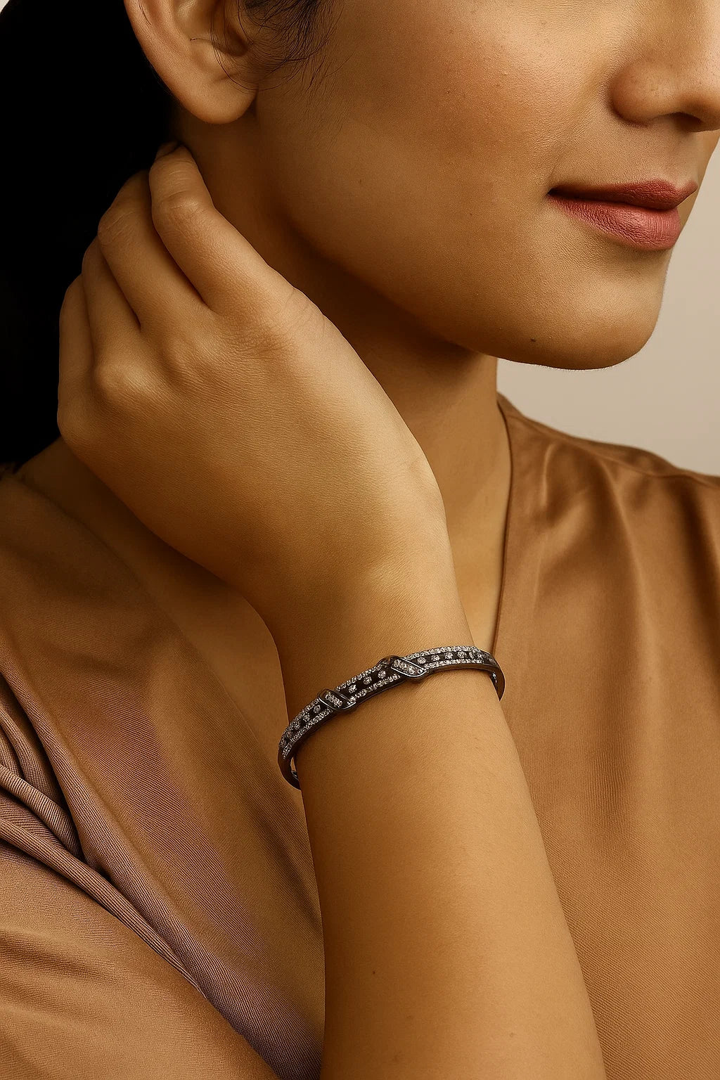 Premium Dual-Line CZ Diamond Open Bracelet Stylish Daily Wear